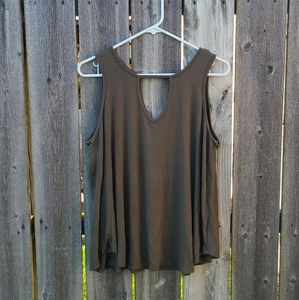 Flowy Tank Top in Army Green bu Ultra Flirt